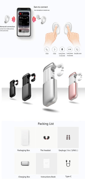 New TWS Waterproof WirelessEarbuds Bluetooth 5.0 Earphone With Mic Power bank For iPhone Android