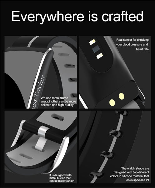 New Fitness Bracelet IP68 Waterproof Heart Rate Blood Pressure Monitoring Fitness Tracker Watch For Android iOS