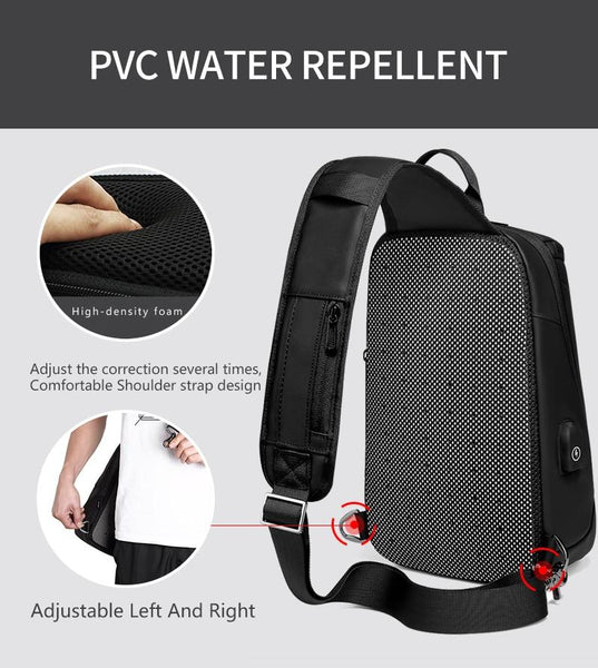 New 9.7" Capacity Cross-Body Chest USB Charging Water Repellent Shoulder Messenger Bag For Tablets iPad
