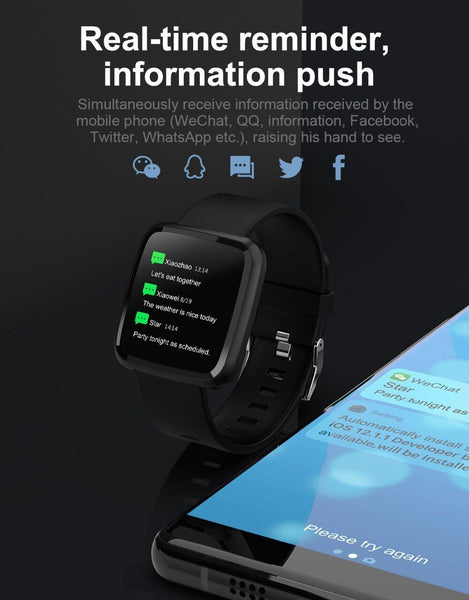 New IP67 Waterproof Fitness Tracker Heart Rate Monitor Blood Pressure Smartwatch Bracelet For iPhone Android