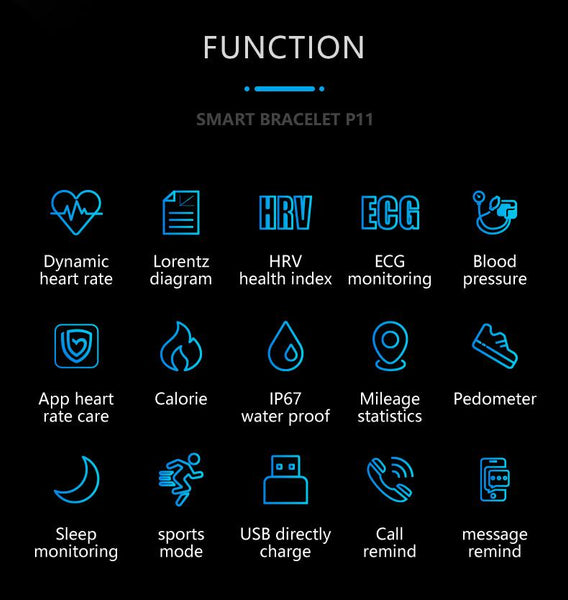 New Blood Pressure Smart Band Heart Rate Smart Bracelet Activity Fitness Tracker Watch For iPhone Android