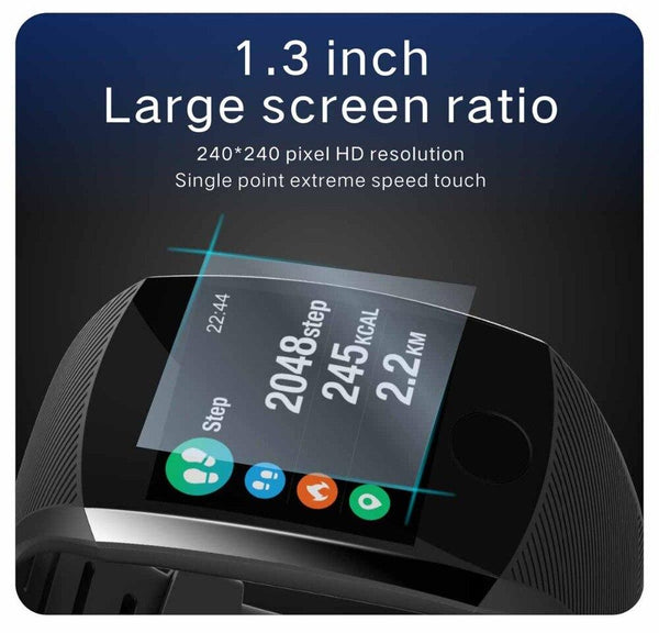 New 1.3'' Touchscreen Smart Wristband Heart Rate Blood Pressure Pedometer Waterproof Fitness Tracker For Android iPhone