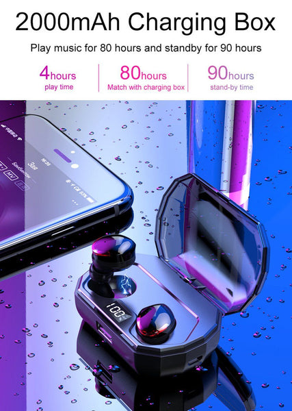 New Wireless Stereo Bluetooth 5.0 In-Ear Earbuds HIFI Sound With 2000mAh Charging Box For IOS Android