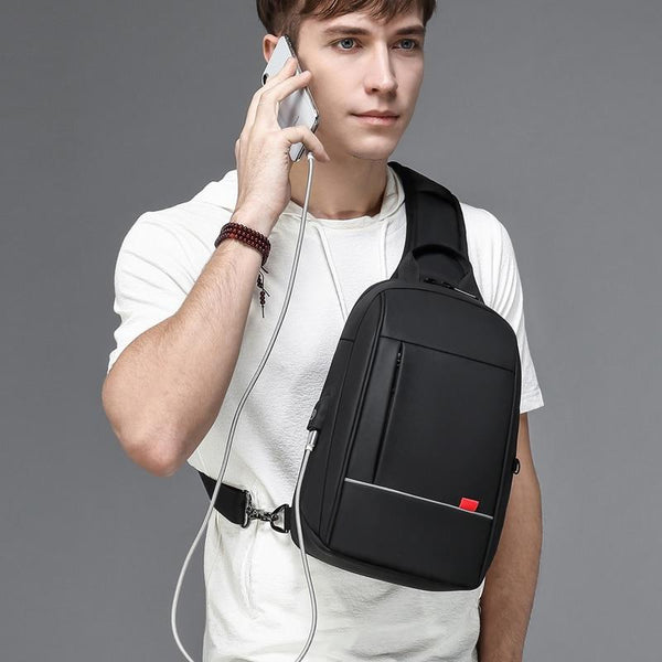 New 9.7 Inch Shoulder Bag Business Cross-Body USB Charging Chest Pack Messenger Bag For Tablet iPad