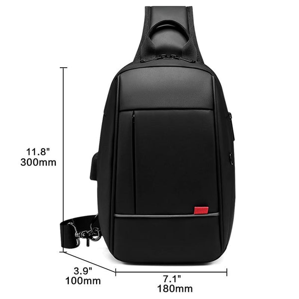New 9.7 Inch Shoulder Bag Business Cross-Body USB Charging Chest Pack Messenger Bag For Tablet iPad