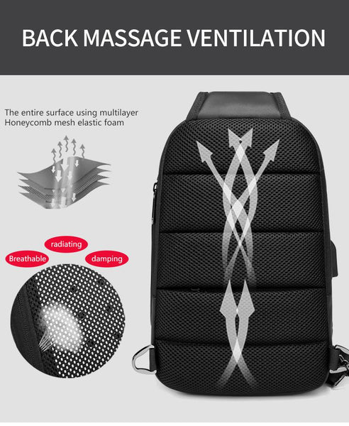 New 9.7 Inch Shoulder Bag Business Cross-Body USB Charging Chest Pack Messenger Bag For Tablet iPad