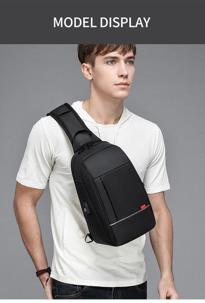 New 9.7 Inch Shoulder Bag Business Cross-Body USB Charging Chest Pack Messenger Bag For Tablet iPad