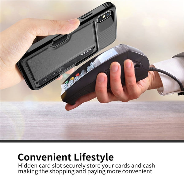 New Business Car Magnetic Card Holder Wallet Leather Flip Cover Case For iPhone X XR XS 11 Pro Max Samsung Galaxy S10 Series