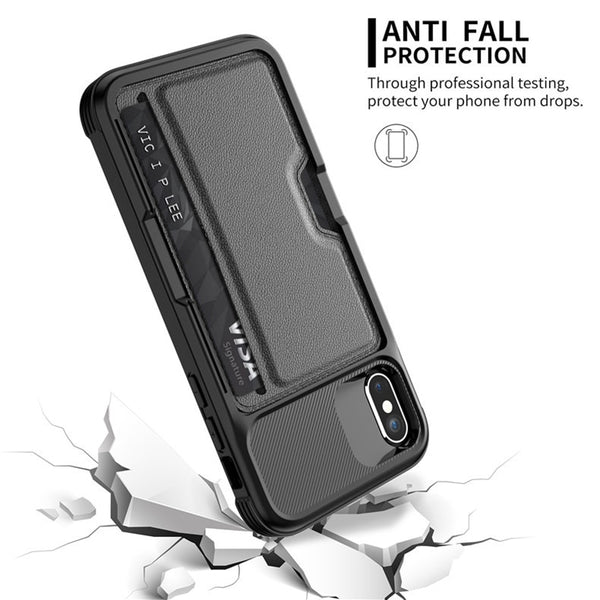 New Business Car Magnetic Card Holder Wallet Leather Flip Cover Case For iPhone X XR XS 11 Pro Max Samsung Galaxy S10 Series