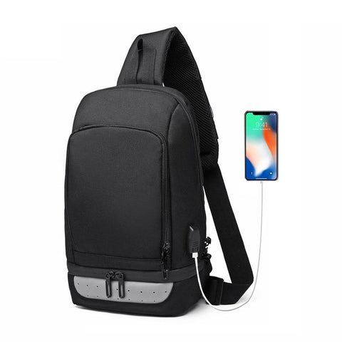 New Compact USB Charging Cross Body Anti-Theft Chest Messenger Bag For Men Women
