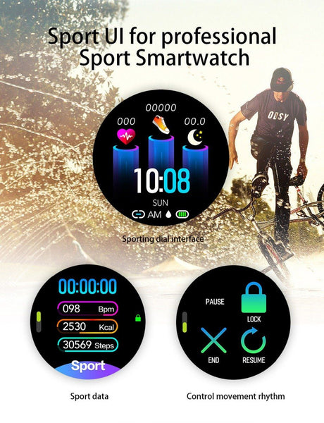 New 1.3" IP68 Waterproof Bluetooth Heart Rate Monitor Fitness Tracker Sport Smartwatch For Android iOS