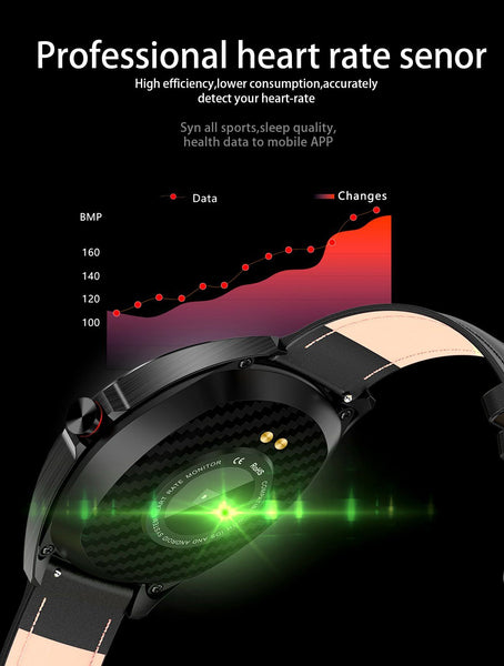 New Round Screen Heart Rate Blood Pressure Sleep Monitor Smartwatch Fitness Tracker Clock For iPhone Android