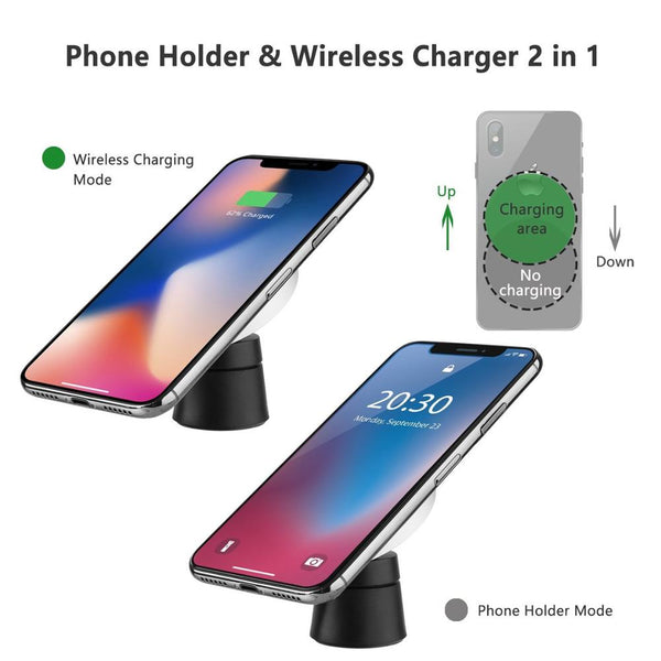 New 360 Degree Rotation Qi Wireless Magnetic Car Holder Charger For Compatible iPhones & Samsung Smart Phones