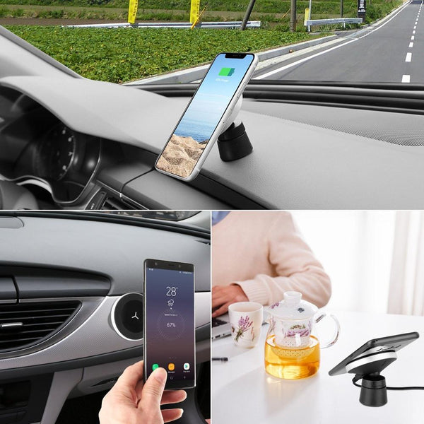 New 360 Degree Rotation Qi Wireless Magnetic Car Holder Charger For Compatible iPhones & Samsung Smart Phones