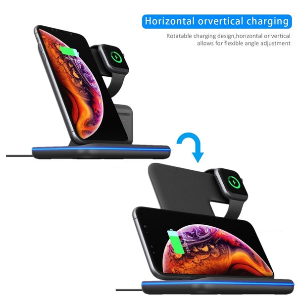 New Universal 15W Qi Wireless Quick Charge 3.0 Fast Charger Dock Stand For Apple iPhones Airpods iWatch