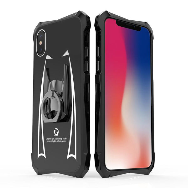 New Super Slim Hard Cover Metallic Frame Acrylic Back Cover Bumper Case With Finger Ring Stand For iPhone X XR XS MAX