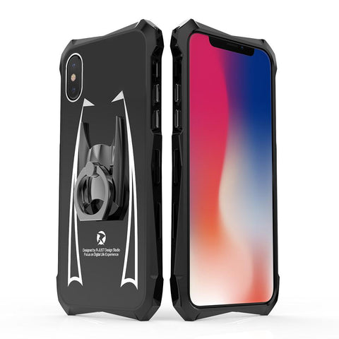 New Super Slim Hard Cover Metallic Frame Acrylic Back Cover Bumper Case With Finger Ring Stand For iPhone X XR XS MAX