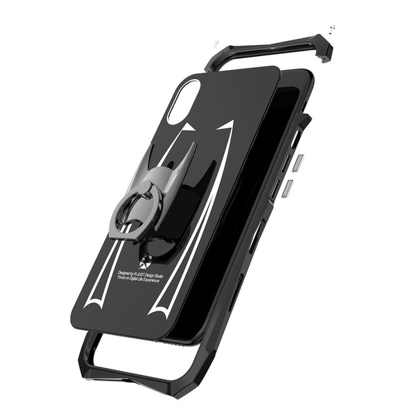 New Super Slim Hard Cover Metallic Frame Acrylic Back Cover Bumper Case With Finger Ring Stand For iPhone X XR XS MAX