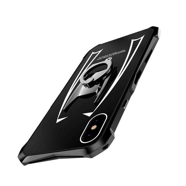 New Super Slim Hard Cover Metallic Frame Acrylic Back Cover Bumper Case With Finger Ring Stand For iPhone X XR XS MAX
