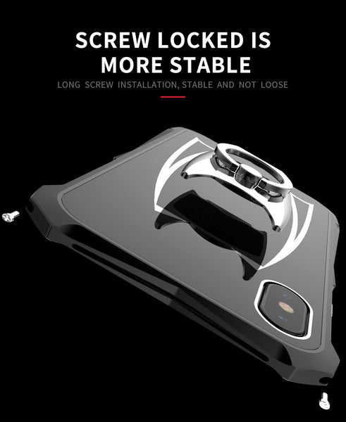 New Super Slim Hard Cover Metallic Frame Acrylic Back Cover Bumper Case With Finger Ring Stand For iPhone X XR XS MAX