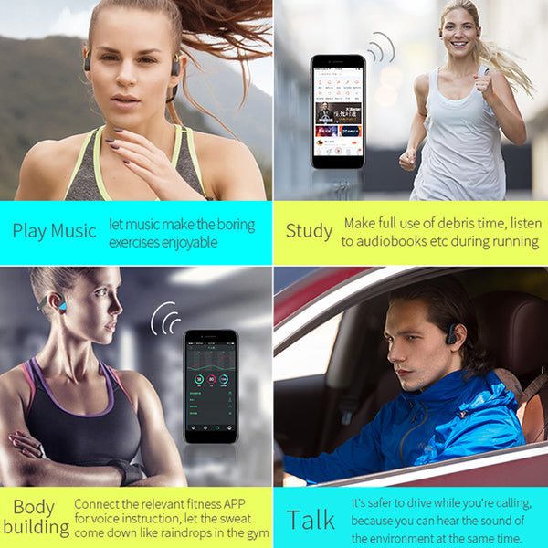 New IP55 Waterproof Wireless Bluetooth Headphones Outdoor Sport Headset  Earphones With Mic For iPhone Samsung Xiaomi