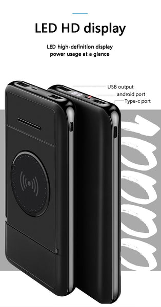 New 20000mah Digital Display Stand Wireless Charging Mobile Power Bank External Charger