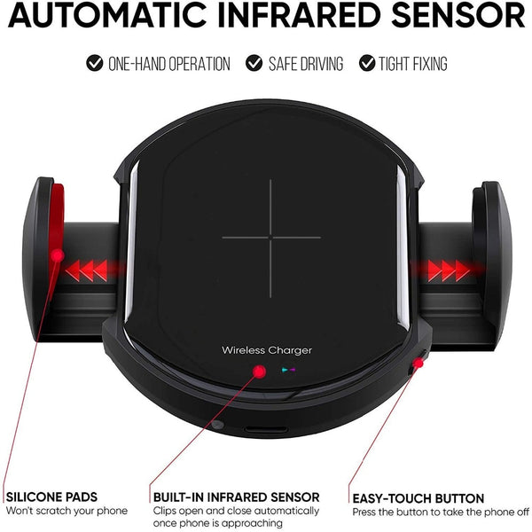 New Automatic Fast Qi Wireless Car Mount Holder For iPhones Samsung Smart Phones