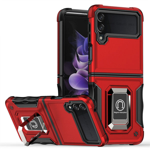 New Amor Case Drop Resistant Bumper With Magnetic Metal Ring Kickstand For Samsung Galaxy S23 S22 & Flip 3 4 Series