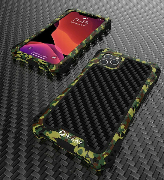 New Carbon Fiber Suited Outdoor Shockproof Alloy Case Cover for iPhone X XS XR 11 13 Pro Max Series.