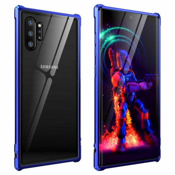 New Luxury Metal Armor Cover Case Frame Shell Bumper Back Clear Glass For Samsung S10 Note 10 Plus
