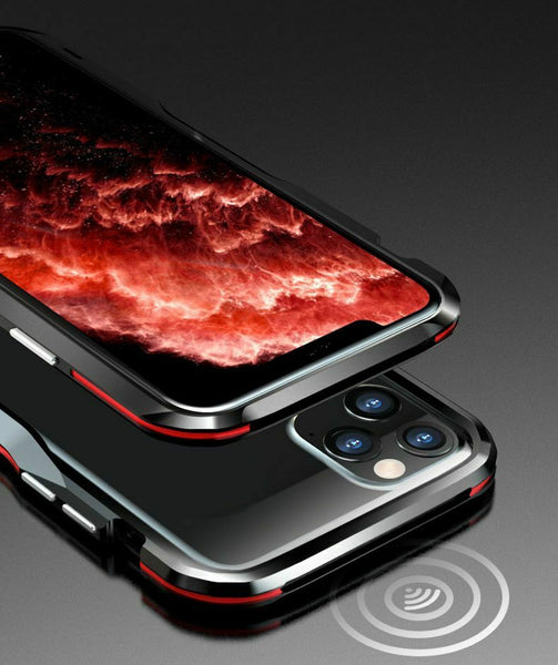 New Metal Shock Resistant Premium Frame Case w/ Sound Chamber - Aluminum Frame for iPhone 14 13 12 Pro Max Series.