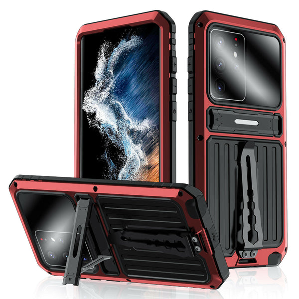 New Heavy Duty Protective Cover Armor Metallic Case With Kickstand For S25 S24 S23 Plus Ultra Series