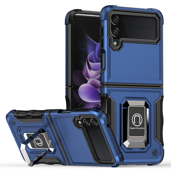 New Amor Case Drop Resistant Bumper With Magnetic Metal Ring Kickstand For Samsung Galaxy S23 S22 & Flip 3 4 Series
