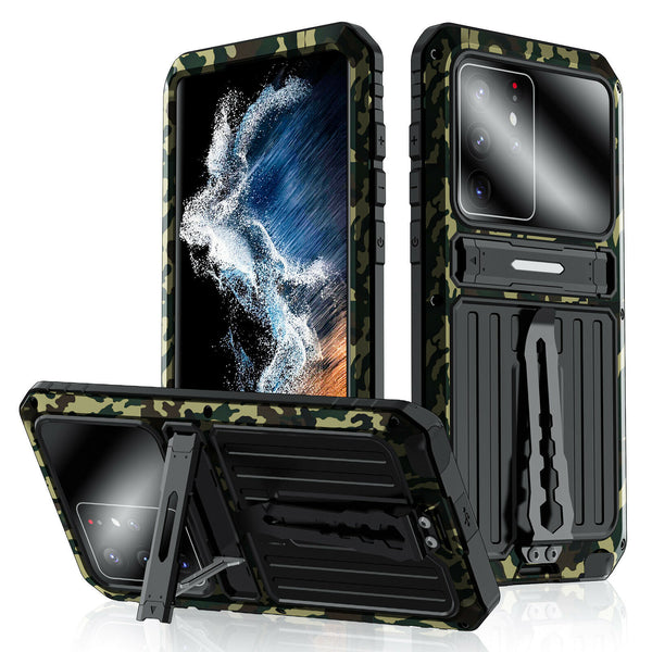 New Heavy Duty Protective Cover Armor Metallic Case With Kickstand For S25 S24 S23 Plus Ultra Series